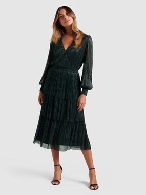 FOREVER NEW Winifred Plisse‎ Midi Dress US10